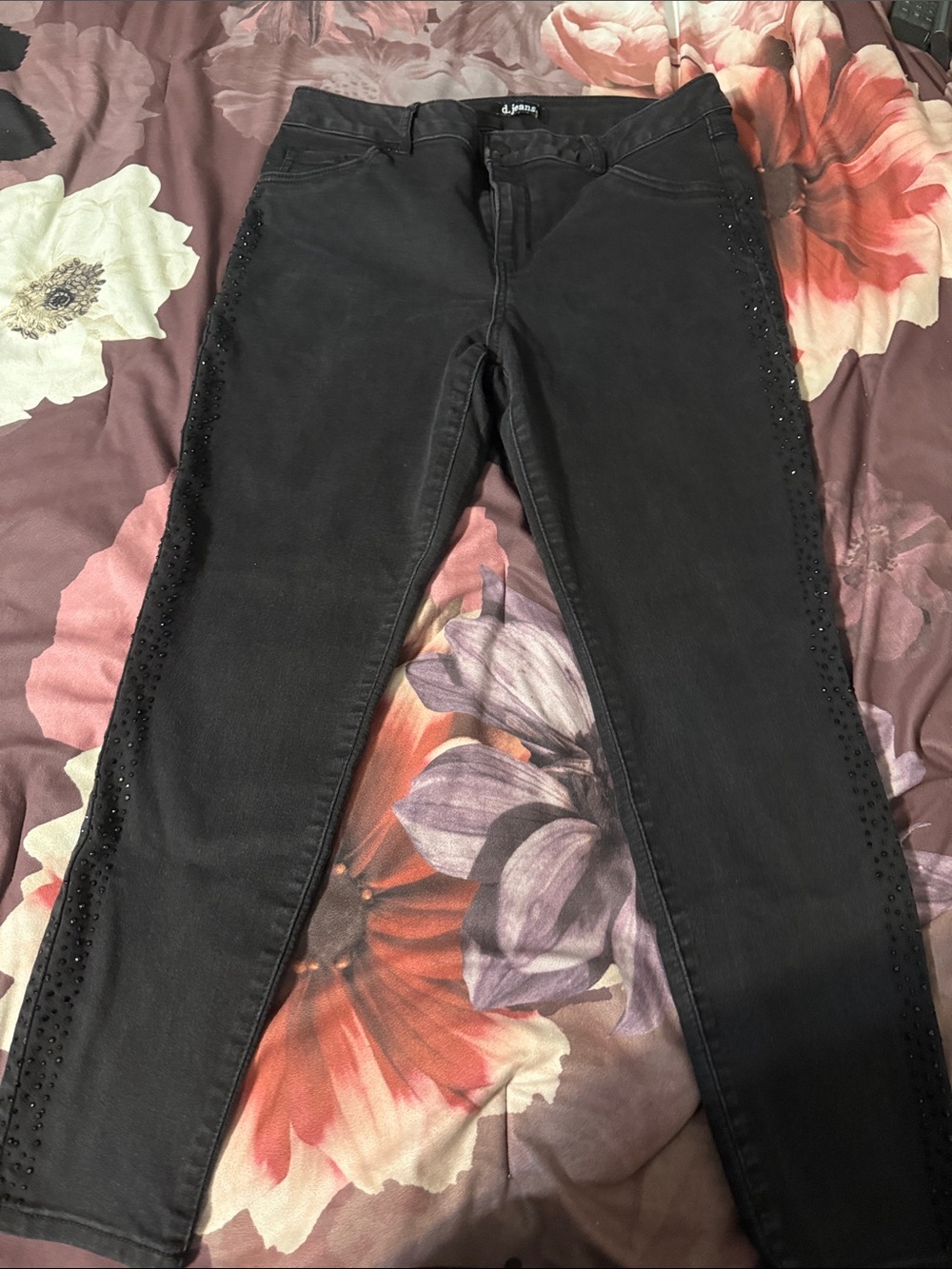 d. jeans Black Skinny Jeans with Side Studs
